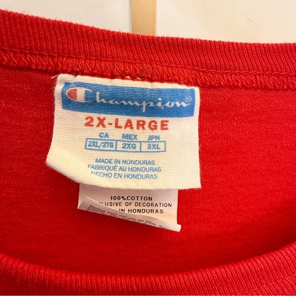 Champion Men's 2XL Vintage Red T-Shirt Embroidered Big Logo Graphic Print - Picture 5 of 10